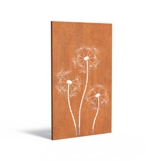 Cortenstålgjerde med utskjæring: Løvetann