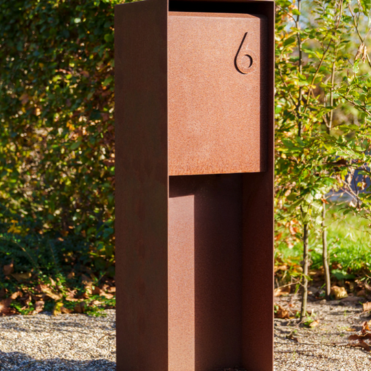 Cortenstål postkasse, design modell