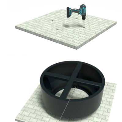 Rund benk/plattform pulverlakkert