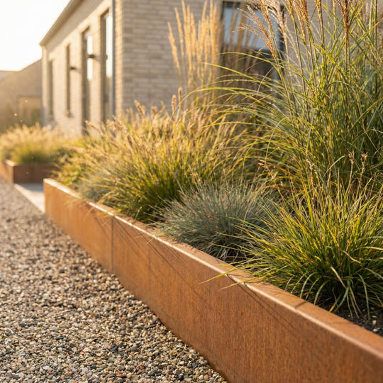 Spesialmål: Bøyd bedkant 3 mm cortenstål