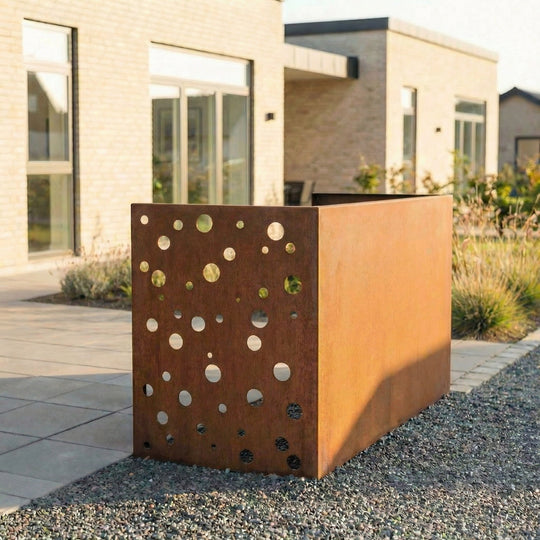 Søppelkasseskjuler cortenstål - perforert modell