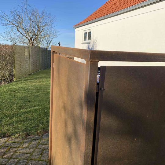 Søppelkasseskjuler i cortenstål - kraftig modell