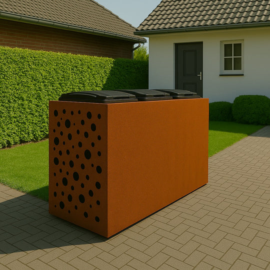 Søppelkasseskjuler cortenstål - perforert modell