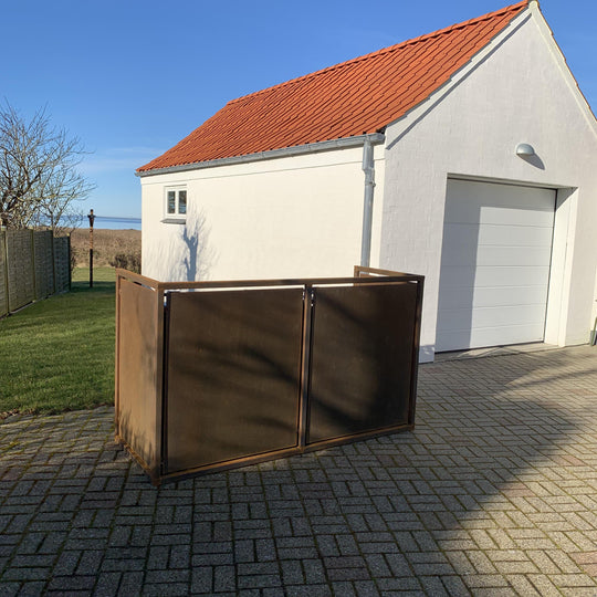 Søppelkasseskjuler i cortenstål - kraftig modell