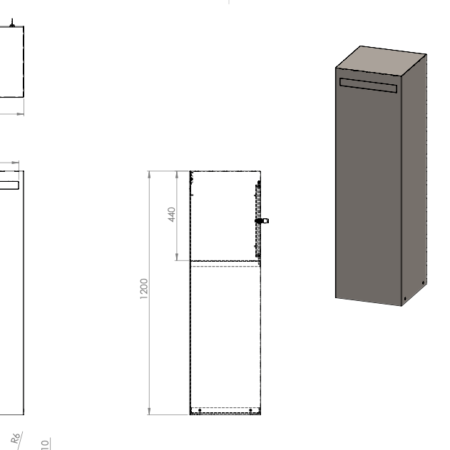 Postkasse i lakkert stål, minimalistisk modell